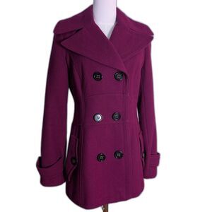 Miss Sixty M60 Wool Blend Burgundy Peacoat Women’s M Double Breasted Coat